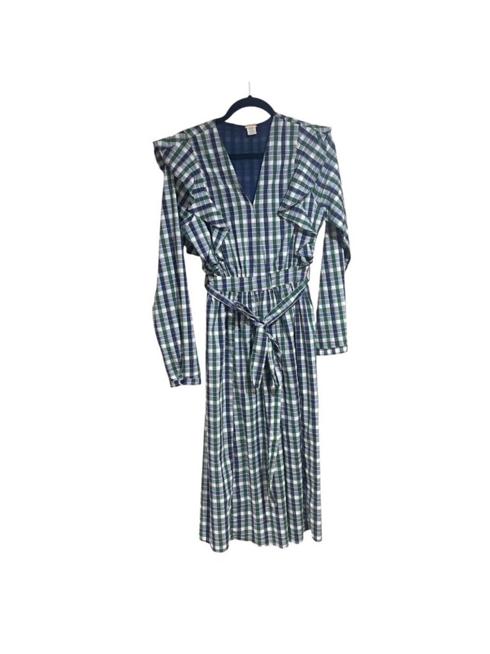 magaschoni plaid linen dress